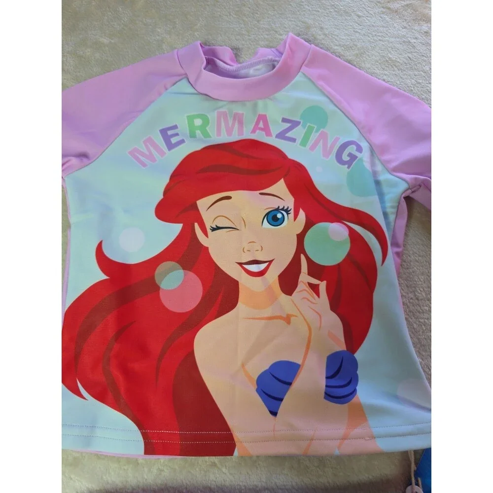 Patpat 3 Yrs Two Piece Bathing Suit Disney Mermaid Tank w/Bottoms Ruffle Purple